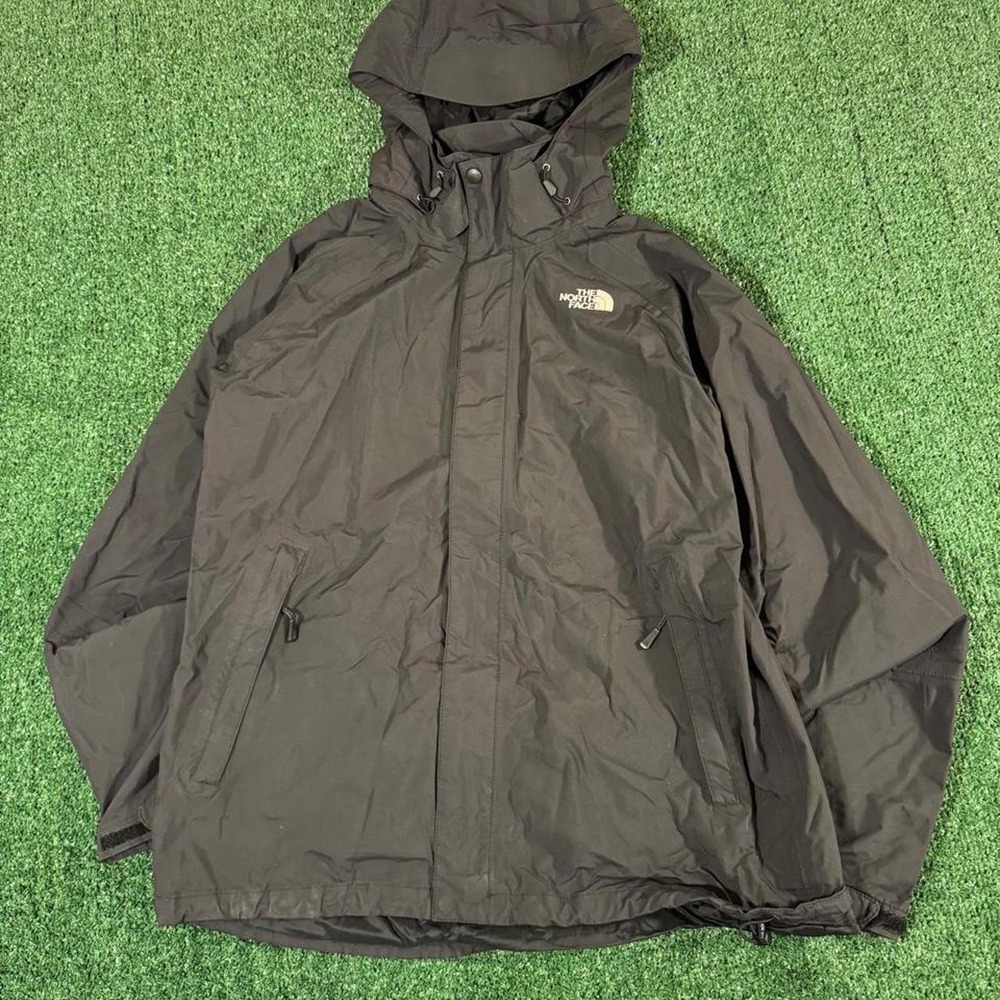 The North Face Mens Black Hooded Rain Jacket Size Large Full Zip TNF 0314